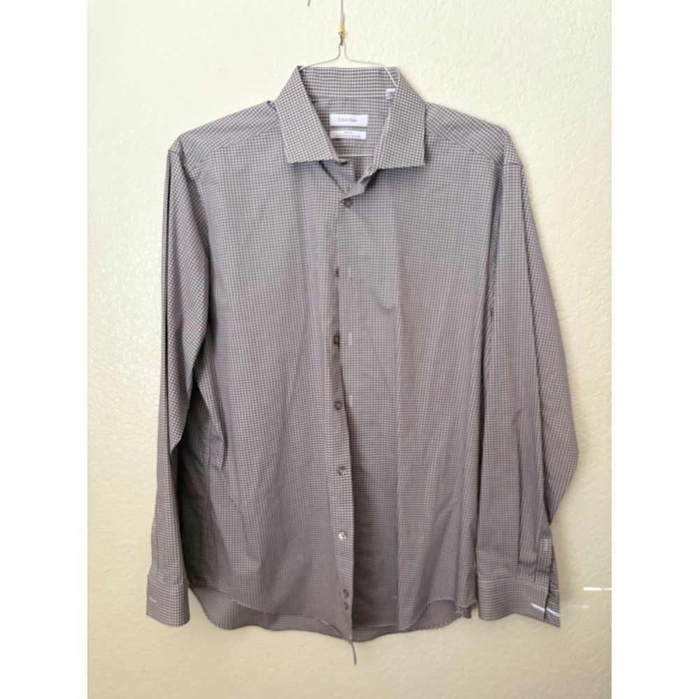 Calvin Klein Slim Fit Performance Non Iron Gingham Dress Shirt‎ Preppy Career